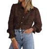 imageBTFBM Long Sleeve Lace Blouses for Women 2025 Spring Dressy Casual Button Down Shirts Date Night Outfit Club Party TopsCoffee