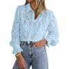 imageBTFBM Long Sleeve Lace Blouses for Women 2025 Spring Dressy Casual Button Down Shirts Date Night Outfit Club Party TopsLight Blue