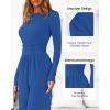 imageBTFBM Jumpsuits For Women Dressy 2025 Fall Casual One Piece Outfits Pocket Long Sleeve Knit Ruched Wide Leg Pants RomperBlue