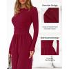 imageBTFBM Jumpsuits For Women Dressy 2025 Fall Casual One Piece Outfits Pocket Long Sleeve Knit Ruched Wide Leg Pants RomperDark Red