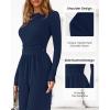 imageBTFBM Jumpsuits For Women Dressy 2025 Fall Casual One Piece Outfits Pocket Long Sleeve Knit Ruched Wide Leg Pants RomperNavy