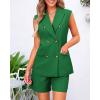 imageBTFBM 2 Piece Outfits For Women Summer 2025 Sleeveless Button Down Business Casual Vest Shorts Sets Work Clothes PocketsGrey