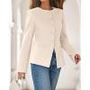 imageBTFBM Blazers for Women Business Casual Open Front Long Sleeve Button Work Office Suit Jackets Dressy Blazer PocketsBeige