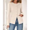 imageBTFBM Blazers for Women Business Casual Open Front Long Sleeve Button Work Office Suit Jackets Dressy Blazer PocketsBeige