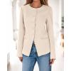 imageBTFBM Blazers for Women Business Casual Open Front Long Sleeve Button Work Office Suit Jackets Dressy Blazer PocketsBeige