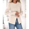 imageBTFBM Blazers for Women Business Casual Open Front Long Sleeve Button Work Office Suit Jackets Dressy Blazer PocketsBeige