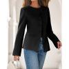 imageBTFBM Blazers for Women Business Casual Open Front Long Sleeve Button Work Office Suit Jackets Dressy Blazer PocketsBlack