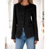 imageBTFBM Blazers for Women Business Casual Open Front Long Sleeve Button Work Office Suit Jackets Dressy Blazer PocketsBlack