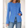 imageBTFBM Blazers for Women Business Casual Open Front Long Sleeve Button Work Office Suit Jackets Dressy Blazer PocketsBlue
