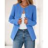 imageBTFBM Blazers for Women Business Casual Open Front Long Sleeve Button Work Office Suit Jackets Dressy Blazer PocketsBlue