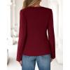 imageBTFBM Blazers for Women Business Casual Open Front Long Sleeve Button Work Office Suit Jackets Dressy Blazer PocketsBurgundy