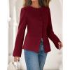 imageBTFBM Blazers for Women Business Casual Open Front Long Sleeve Button Work Office Suit Jackets Dressy Blazer PocketsBurgundy