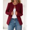 imageBTFBM Blazers for Women Business Casual Open Front Long Sleeve Button Work Office Suit Jackets Dressy Blazer PocketsBurgundy