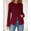 imageBTFBM Blazers for Women Business Casual Open Front Long Sleeve Button Work Office Suit Jackets Dressy Blazer PocketsBurgundy