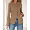 imageBTFBM Blazers for Women Business Casual Open Front Long Sleeve Button Work Office Suit Jackets Dressy Blazer PocketsKhaki