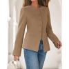 imageBTFBM Blazers for Women Business Casual Open Front Long Sleeve Button Work Office Suit Jackets Dressy Blazer PocketsKhaki
