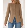 imageBTFBM Blazers for Women Business Casual Open Front Long Sleeve Button Work Office Suit Jackets Dressy Blazer PocketsKhaki