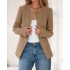 imageBTFBM Blazers for Women Business Casual Open Front Long Sleeve Button Work Office Suit Jackets Dressy Blazer PocketsKhaki
