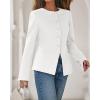 imageBTFBM Blazers for Women Business Casual Open Front Long Sleeve Button Work Office Suit Jackets Dressy Blazer PocketsWhite
