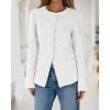 imageBTFBM Blazers for Women Business Casual Open Front Long Sleeve Button Work Office Suit Jackets Dressy Blazer PocketsWhite