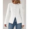 imageBTFBM Blazers for Women Business Casual Open Front Long Sleeve Button Work Office Suit Jackets Dressy Blazer PocketsWhite