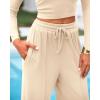 imageBTFBM Casual 2 Piece Sets For Women Fall Outfits 2025 Ribbed Long Sleeve Crop Top Wide Leg Pants Matching Lounge SetBeige