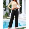 imageBTFBM Casual 2 Piece Sets For Women Fall Outfits 2025 Ribbed Long Sleeve Crop Top Wide Leg Pants Matching Lounge SetBeige Black