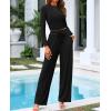 imageBTFBM Casual 2 Piece Sets For Women Fall Outfits 2025 Ribbed Long Sleeve Crop Top Wide Leg Pants Matching Lounge SetBlack
