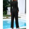 imageBTFBM Casual 2 Piece Sets For Women Fall Outfits 2025 Ribbed Long Sleeve Crop Top Wide Leg Pants Matching Lounge SetBlack