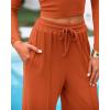 imageBTFBM Casual 2 Piece Sets For Women Fall Outfits 2025 Ribbed Long Sleeve Crop Top Wide Leg Pants Matching Lounge SetBrick Red
