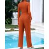 imageBTFBM Casual 2 Piece Sets For Women Fall Outfits 2025 Ribbed Long Sleeve Crop Top Wide Leg Pants Matching Lounge SetBrick Red