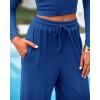imageBTFBM Casual 2 Piece Sets For Women Fall Outfits 2025 Ribbed Long Sleeve Crop Top Wide Leg Pants Matching Lounge SetDark Blue