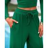 imageBTFBM Casual 2 Piece Sets For Women Fall Outfits 2025 Ribbed Long Sleeve Crop Top Wide Leg Pants Matching Lounge SetDark Green