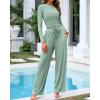 imageBTFBM Casual 2 Piece Sets For Women Fall Outfits 2025 Ribbed Long Sleeve Crop Top Wide Leg Pants Matching Lounge SetFruit Green