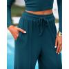 imageBTFBM Casual 2 Piece Sets For Women Fall Outfits 2025 Ribbed Long Sleeve Crop Top Wide Leg Pants Matching Lounge SetLake Blue