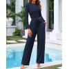 imageBTFBM Casual 2 Piece Sets For Women Fall Outfits 2025 Ribbed Long Sleeve Crop Top Wide Leg Pants Matching Lounge SetNavy