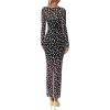 imageBTFBM Fall Dresses for Women 2025 2 Piece Set Long Sleeve Polka Dot Sexy Bodycon Mesh Dress and Slip Dress Party WeddingBig Dot Black White