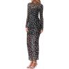imageBTFBM Fall Dresses for Women 2025 2 Piece Set Long Sleeve Polka Dot Sexy Bodycon Mesh Dress and Slip Dress Party WeddingBig Dot Black White