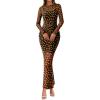 imageBTFBM Fall Dresses for Women 2025 2 Piece Set Long Sleeve Polka Dot Sexy Bodycon Mesh Dress and Slip Dress Party WeddingBig Dot Black Yellow