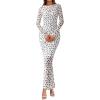 imageBTFBM Fall Dresses for Women 2025 2 Piece Set Long Sleeve Polka Dot Sexy Bodycon Mesh Dress and Slip Dress Party WeddingBig Dot White Black