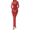 imageBTFBM Fall Dresses for Women 2025 2 Piece Set Long Sleeve Polka Dot Sexy Bodycon Mesh Dress and Slip Dress Party WeddingSmall Dot Red White