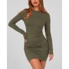 imageBTFBM Fall Dresses for Women 2025 Fashion Long Sleeve Boat Neck Slim Fit Party Club Short Tight Basic Bodycon Mini DressArmy Green