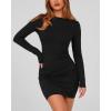 imageBTFBM Fall Dresses for Women 2025 Fashion Long Sleeve Boat Neck Slim Fit Party Club Short Tight Basic Bodycon Mini DressBlack