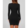 imageBTFBM Fall Dresses for Women 2025 Fashion Long Sleeve Boat Neck Slim Fit Party Club Short Tight Basic Bodycon Mini DressBlack
