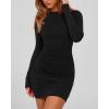 imageBTFBM Fall Dresses for Women 2025 Fashion Long Sleeve Boat Neck Slim Fit Party Club Short Tight Basic Bodycon Mini DressBlack