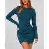 imageBTFBM Fall Dresses for Women 2025 Fashion Long Sleeve Boat Neck Slim Fit Party Club Short Tight Basic Bodycon Mini DressDark Blue