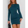 imageBTFBM Fall Dresses for Women 2025 Fashion Long Sleeve Boat Neck Slim Fit Party Club Short Tight Basic Bodycon Mini DressDark Blue