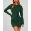 imageBTFBM Fall Dresses for Women 2025 Fashion Long Sleeve Boat Neck Slim Fit Party Club Short Tight Basic Bodycon Mini DressDark Green