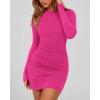 imageBTFBM Fall Dresses for Women 2025 Fashion Long Sleeve Boat Neck Slim Fit Party Club Short Tight Basic Bodycon Mini DressRose Red