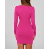 imageBTFBM Fall Dresses for Women 2025 Fashion Long Sleeve Boat Neck Slim Fit Party Club Short Tight Basic Bodycon Mini DressRose Red